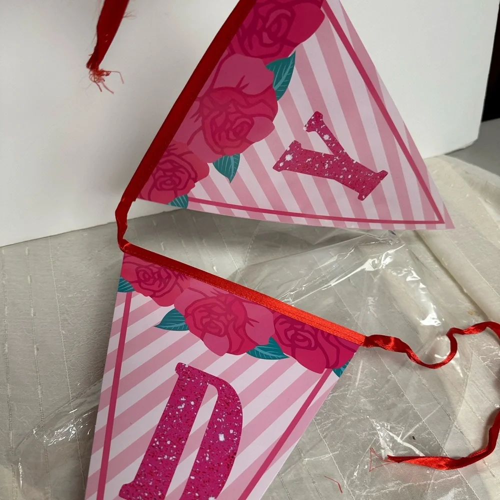 Mother’s Day party Banners String Hanging Triangle Bunting garlands